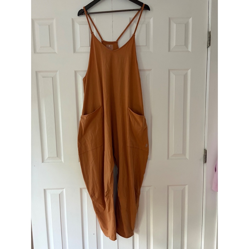 Free People FP Movement Hot Shot Onesie Terracotta Orange Jumpsuit Medium - Picture 2 of 5
